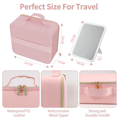 LED Light-Up Vanity Box – Portable Makeup Organizer with Mirror
