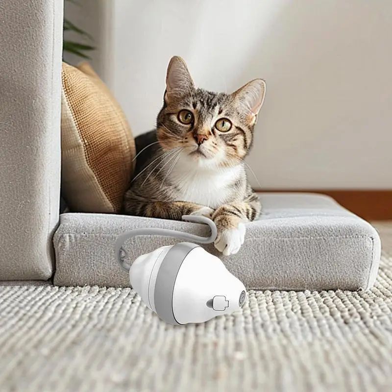 Rolling Mouse Cat Toy Automatic Moving Mouses Glow Feather Electric Teasing Stick Lrregular Running Pet Products