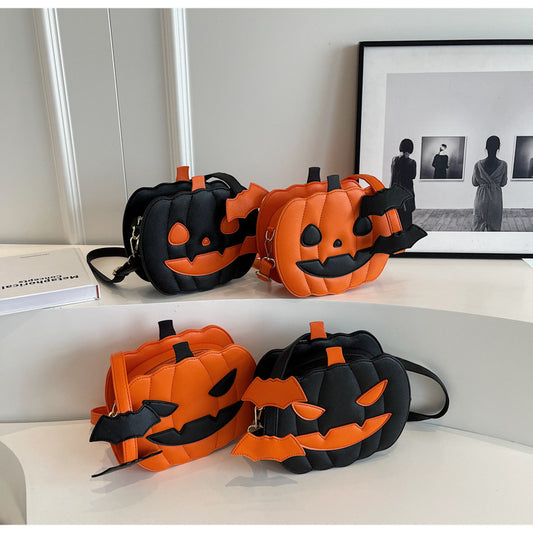 Spooky Chic Pumpkin Crossbody – Trendy Cartoon Shoulder Bag with Colorful Contrast