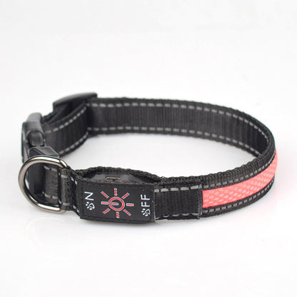 LED Luminous Nylon Mesh Pet Collar Type-c Charging Port Waterproof Dog