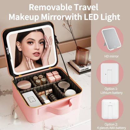 LED Light-Up Vanity Box – Portable Makeup Organizer with Mirror