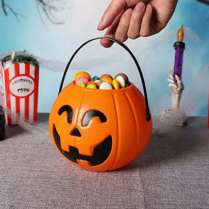 Spooky Harvest Trio: 7-Inch Pumpkin Buckets – Kids’ Trick-or-Treat & Halloween Decor
