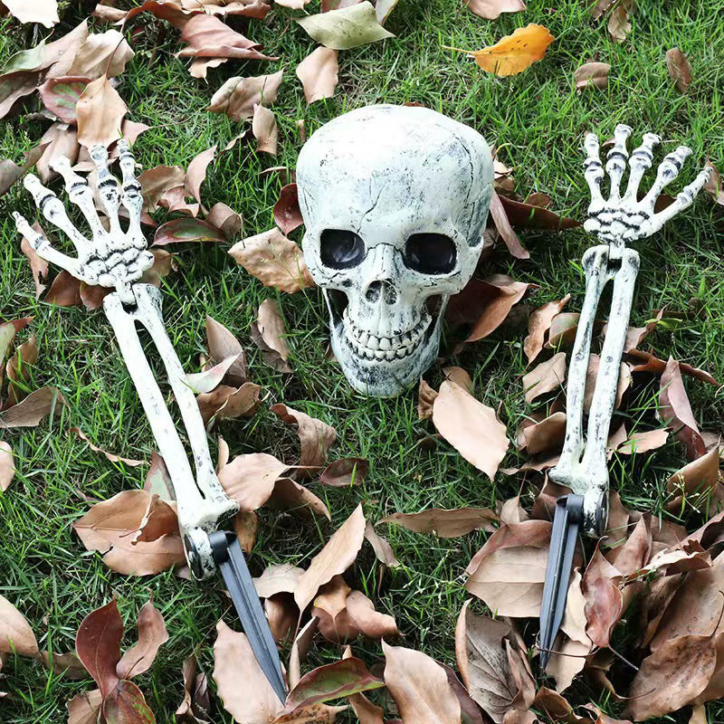 Grim Harvest Skeleton Stakes: Realistic Skulls, Hands & Arms for Halloween Décor