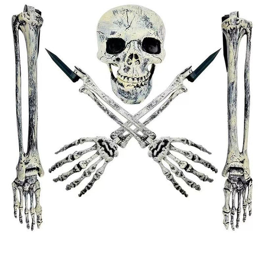 Grim Harvest Skeleton Stakes: Realistic Skulls, Hands & Arms for Halloween Décor