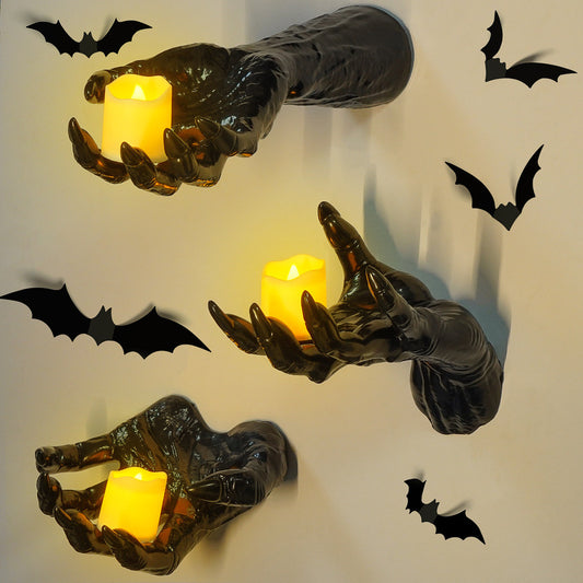 Eternal Night: 12 Gothic Halloween Wall Spirits – Bats, Haunted Hands & Candle Shadows