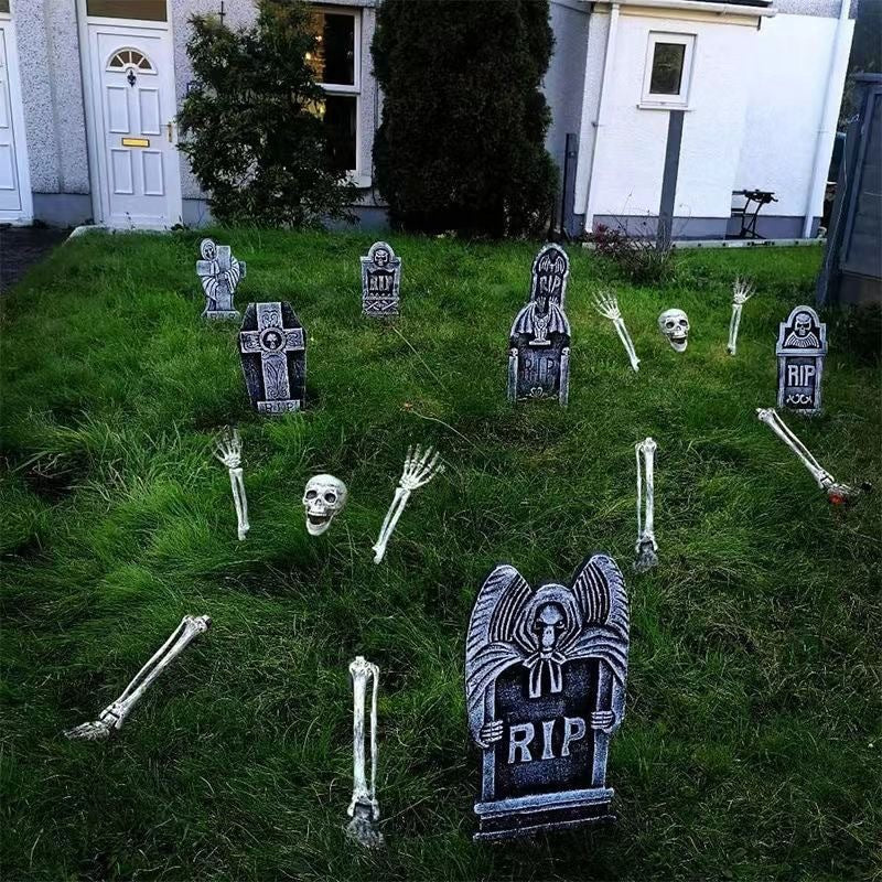 Grim Harvest Skeleton Stakes: Realistic Skulls, Hands & Arms for Halloween Décor