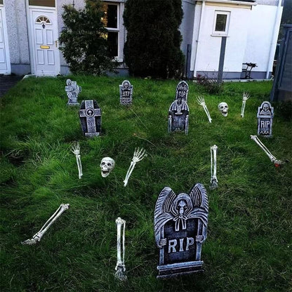 Grim Harvest Skeleton Stakes: Realistic Skulls, Hands & Arms for Halloween Décor