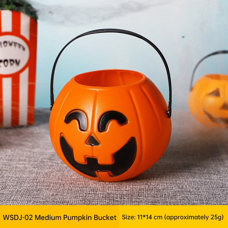 Spooky Harvest Trio: 7-Inch Pumpkin Buckets – Kids’ Trick-or-Treat & Halloween Decor