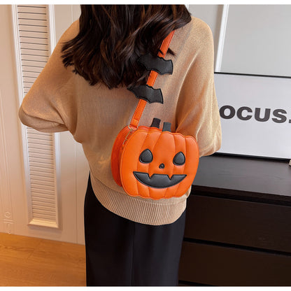 Spooky Chic Pumpkin Crossbody – Trendy Cartoon Shoulder Bag with Colorful Contrast