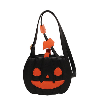 Spooky Chic Pumpkin Crossbody – Trendy Cartoon Shoulder Bag with Colorful Contrast
