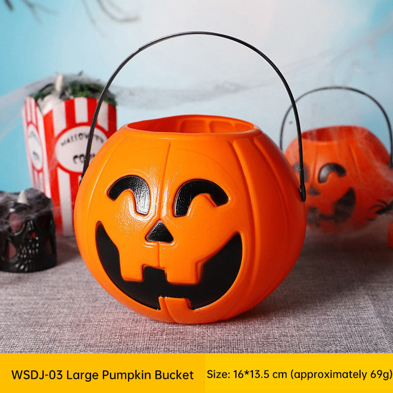 Spooky Harvest Trio: 7-Inch Pumpkin Buckets – Kids’ Trick-or-Treat & Halloween Decor