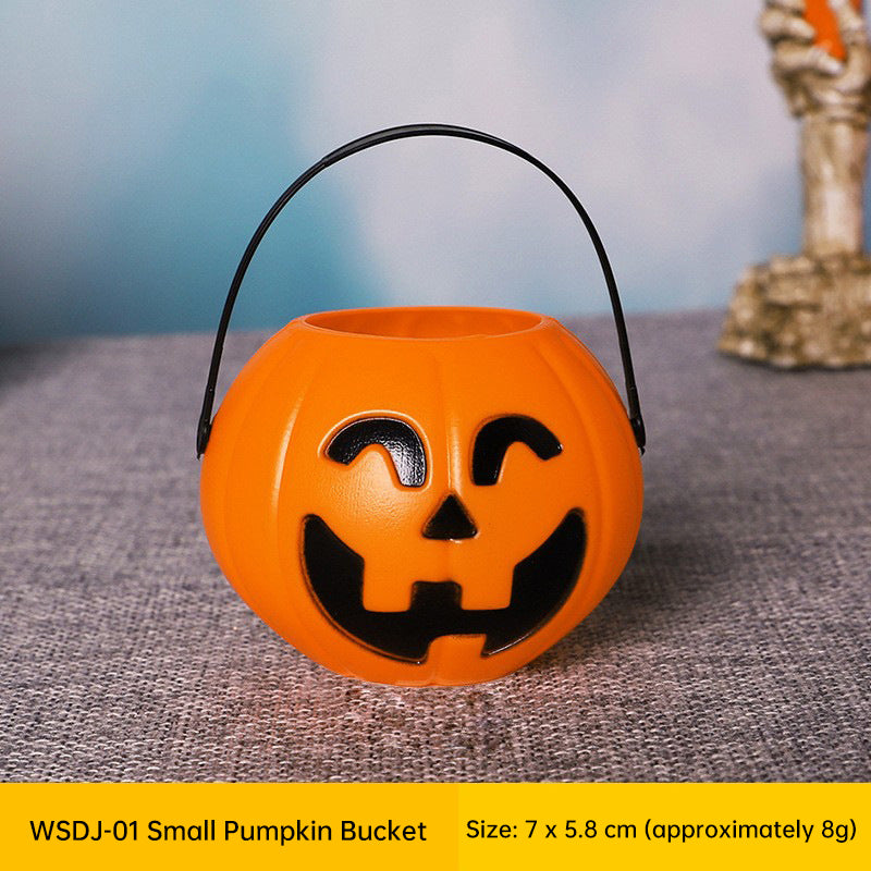 Spooky Harvest Trio: 7-Inch Pumpkin Buckets – Kids’ Trick-or-Treat & Halloween Decor