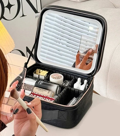LED Light-Up Vanity Box – Portable Makeup Organizer with Mirror