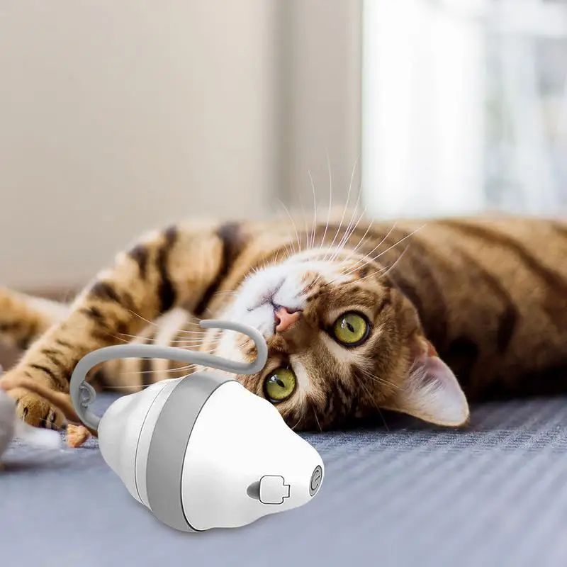Rolling Mouse Cat Toy Automatic Moving Mouses Glow Feather Electric Teasing Stick Lrregular Running Pet Products